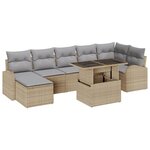 vidaXL Ensemble de canapé de jardin de 8 pièces avec coussins en poly rotin beige