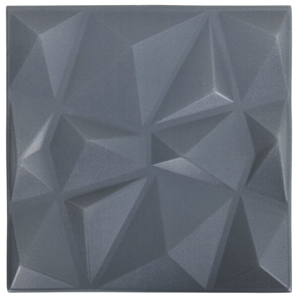 vidaXL Panneaux muraux 3D 24 Pièces 50x50 cm gris diamant 6 m²