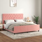 vidaXL Cadre de lit avec tête de lit Rose 160x200 cm Velours