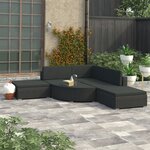 vidaXL Salon de jardin 6 Pièces avec coussins résine tressée noir