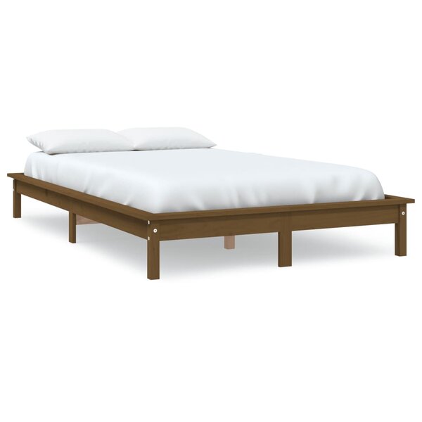 vidaXL Cadre de lit Marron miel 120x190cm Bois pin massif Petit Double
