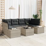 vidaXL Ensemble de canapé de jardin 7 pièces avec coussins gris clair en rotin synthétique