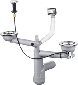 Siphon pour évier en granit 1 5 et 2 cuves - Gain de place