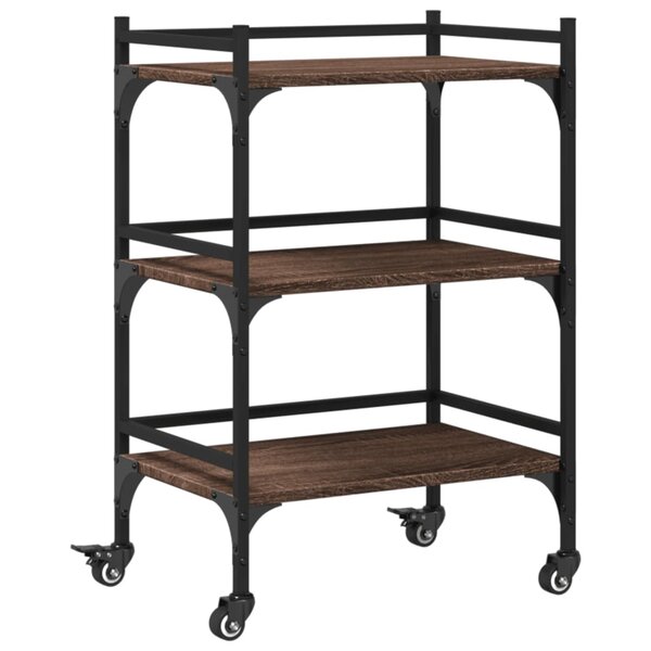 vidaXL Chariot de cuisine chêne marron 50x35x75 5 cm bois d'ingénierie