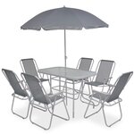 vidaXL Ensemble à manger d'extérieur 8 Pièces Acier et textilène Gris