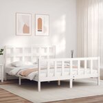vidaXL Cadre de lit avec tête de lit blanc 160x200 cm bois massif