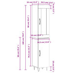 vidaXL Buffet haut Blanc brillant 34 5x34x180 cm Bois d'ingénierie