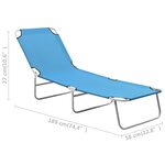 vidaXL Chaise longue pliable acier et tissu bleu turquoise