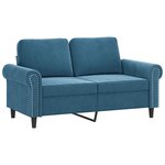 vidaXL Canapé à 2 places Bleu 120 cm Velours