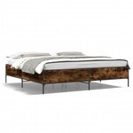 vidaXL Cadre de lit chêne fumé 200x200 cm bois d'ingénierie et métal