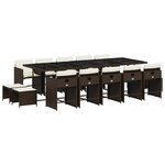 vidaXL Ensemble à manger de jardin avec coussins 15 Pièces marron rotin