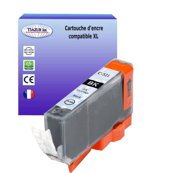 Cartouche compatible avec Canon CLI521 XL Photo Noire - T3AZUR