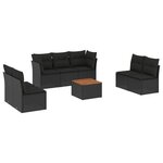 vidaXL Salon de jardin 8 Pièces avec coussins noir résine tressée