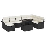 Ensemble de canapé de jardin vidaXL 9 pièces avec coussins - Rotin noir