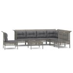 vidaXL Salon de jardin 8 Pièces avec coussins Gris Résine tressée