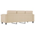 vidaXL Canapé à 3 places Crème 180 cm Tissu microfibre