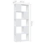 vidaXL Bibliothèque Séparateur de pièce Blanc 60x24x155 cm Aggloméré