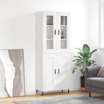 vidaXL Buffet haut Blanc brillant 69 5x34x180 cm Bois d'ingénierie