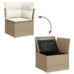 vidaXL Ensemble de Canapé de Jardin 5 Pièces avec Coussins Beige Rattan Poly