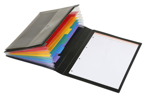 Trieur accordéon 6 positions A4 - Porte bloc papier intégré - Rainbow Class