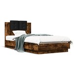 vidaXL Cadre de lit tête de lit chêne fumé 75x190 cm bois ingénierie