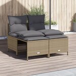vidaXL Salon de jardin avec coussins 4 Pièces beige résine tressée