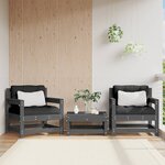 vidaXL Chaises de jardin et coussins lot de 2 gris bois de pin massif