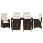 vidaXL Ensemble de salle à manger de jardin 7 pièces avec coussins Marron Poly Rattan
