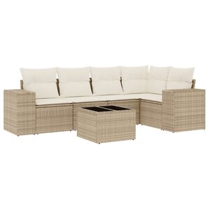 vidaXL Salon de jardin avec coussins 6 Pièces beige résine tressée