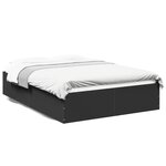 vidaXL Cadre de lit noir 135x190 cm bois d'ingénierie
