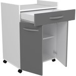 Desserte de 60 cm - 1 Tiroir et 1 Porte - 60 x 44 x 81 cm - Coloris Gris brillant