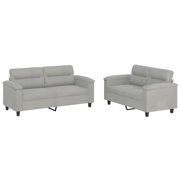 vidaXL Ensemble de canapés 2 Pièces coussins gris clair tissu microfibre