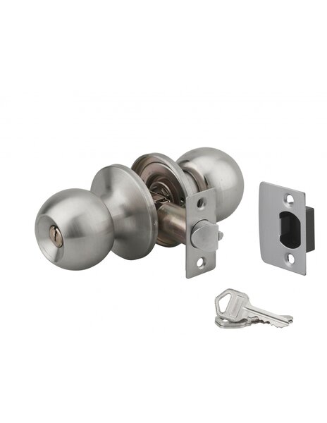 THIRARD - Serrure horizontale tubulaire en applique double entrée pour porte d'entrée  axe réglable  chromé mat  3 clés
