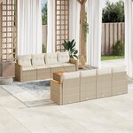 vidaXL Salon de jardin avec coussins 9 Pièces beige résine tressée