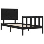 vidaXL Cadre de lit avec tête de lit noir petit simple bois massif
