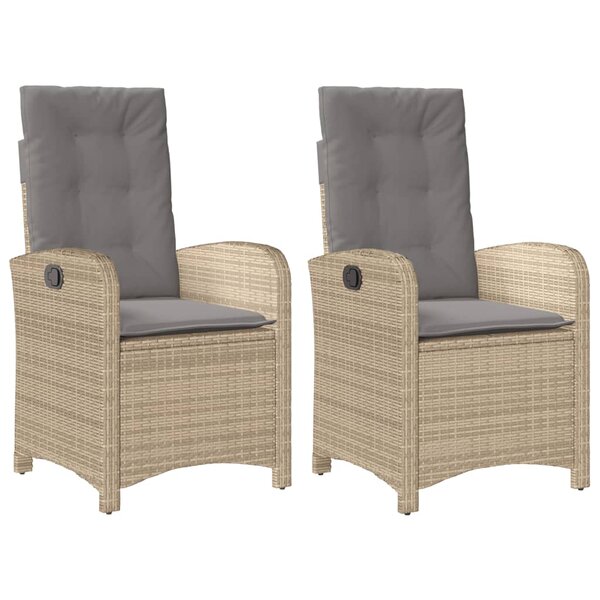 vidaXL Chaises inclinables jardin lot de 2 et coussins résine tressée