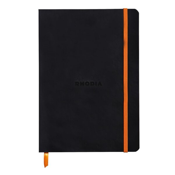 Carnet souple Rhodiarama A5 (14,8 x 21 cm), 160 pages lignées de 90 g/m² - Couverture noire