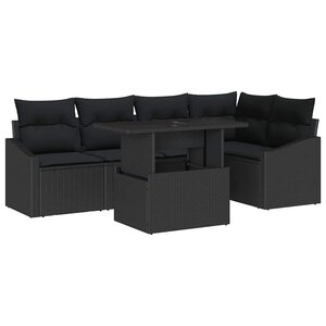 vidaXL Ensemble de canapé de jardin 6 Pièces Noir 100 x 55 x 73 cm