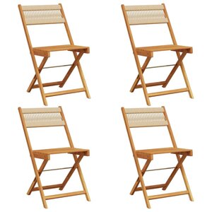 vidaXL Chaises de jardin pliantes lot de 4 beige bois d'acacia massif