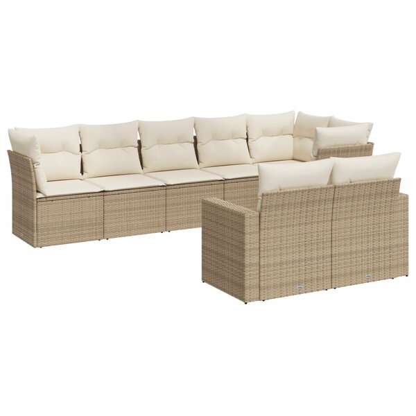 vidaXL Salon de jardin avec coussins 8 Pièces beige résine tressée