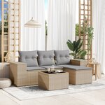 vidaXL Salon de jardin avec coussins 5 Pièces beige résine tressée