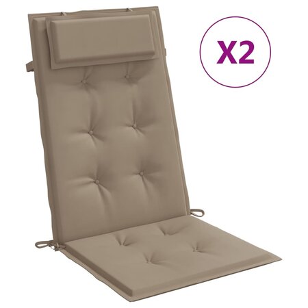 vidaXL Coussins de chaise à dossier haut lot de 2 taupe tissu oxford