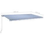 vidaXL Auvent automatique capteur de vent LED 600x350 cm Bleu et blanc