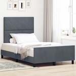 Lit vidaXL Gris Foncé 120x200 cm Velours