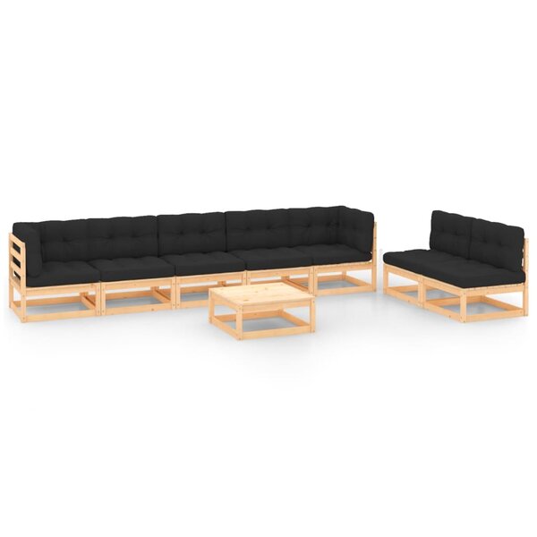 vidaXL Salon de jardin 8 Pièces avec coussins Bois de pin massif
