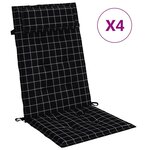 vidaXL Coussins de chaise à dossier haut lot de 4 carreaux noir