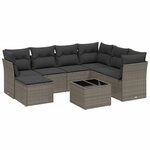 vidaXL Salon de jardin 8 Pièces avec coussins gris clair résine tressée
