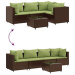 vidaXL Salon de jardin 5 Pièces avec coussins Marron Résine tressée