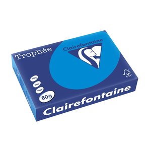 Ramette 500 Feuilles Papier 80g A4 210x297 mm Certifié FSC Bleu turquoise x 5 CLAIREFONTAINE