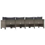 vidaXL Salon de jardin 4 Pièces avec coussins Gris Résine tressée